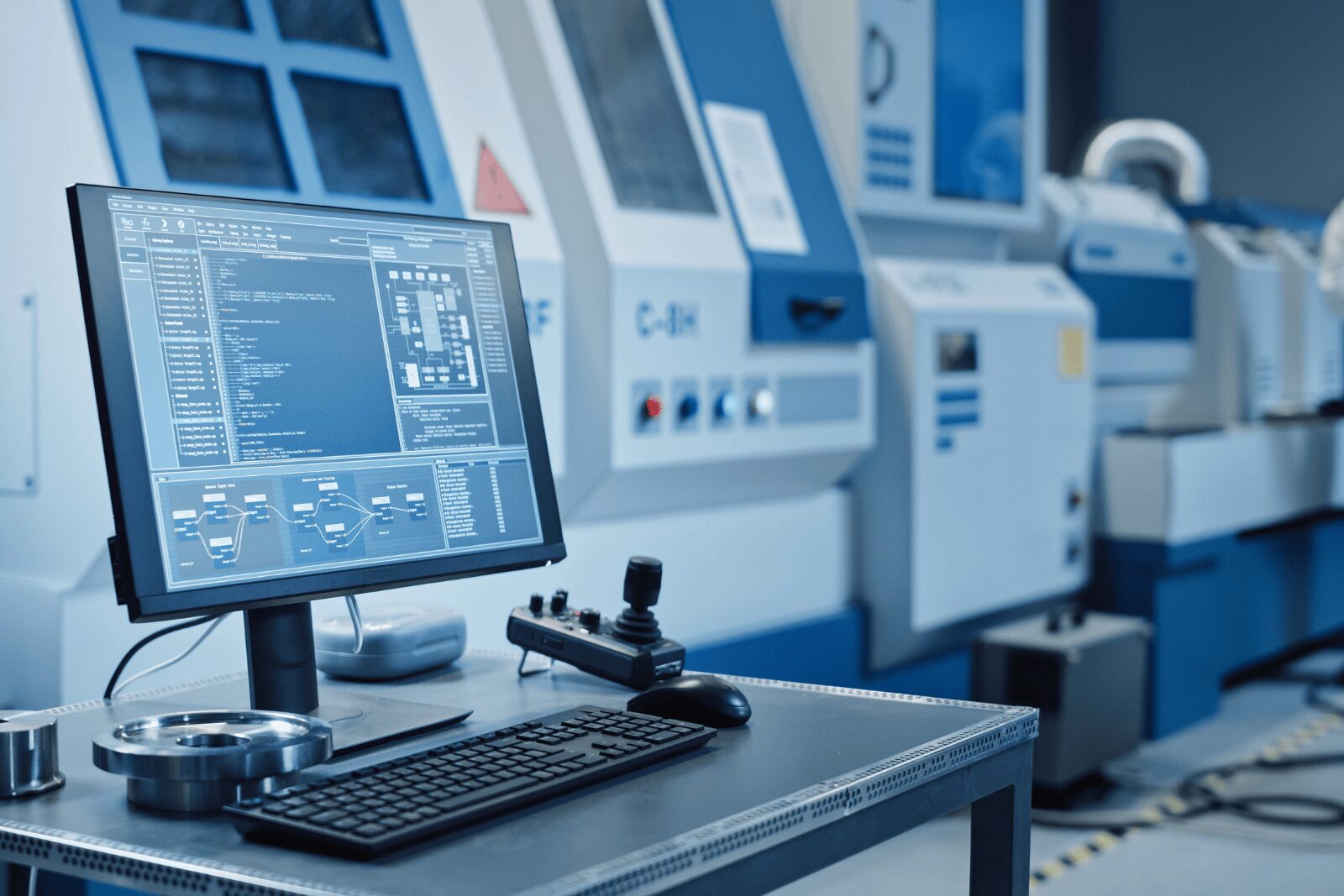 Business professionals smiling in a modern Detroit office setting.